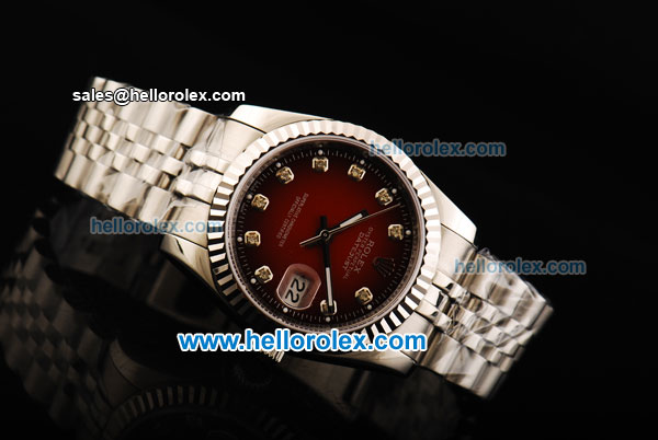 Rolex Datejust Automatic 2008 Black/Red Dial with Diamond Marking - Click Image to Close